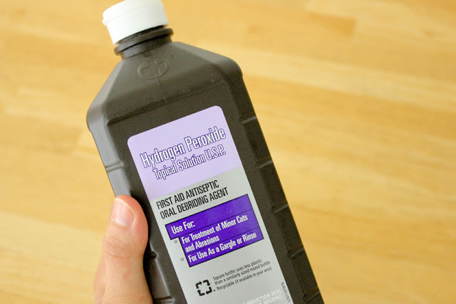 Common household hydrogen peroxide brown bottle